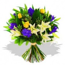 Fresh Mixed Blue & Yellow Flowers